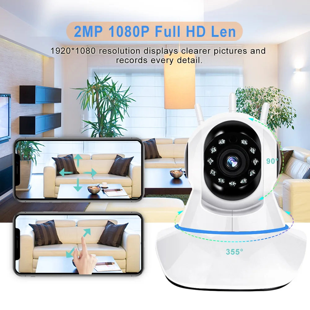 Умная камера видеонаблюдения 360 P 1080P Wi-Fi ИК ночное видение обнаружение движения