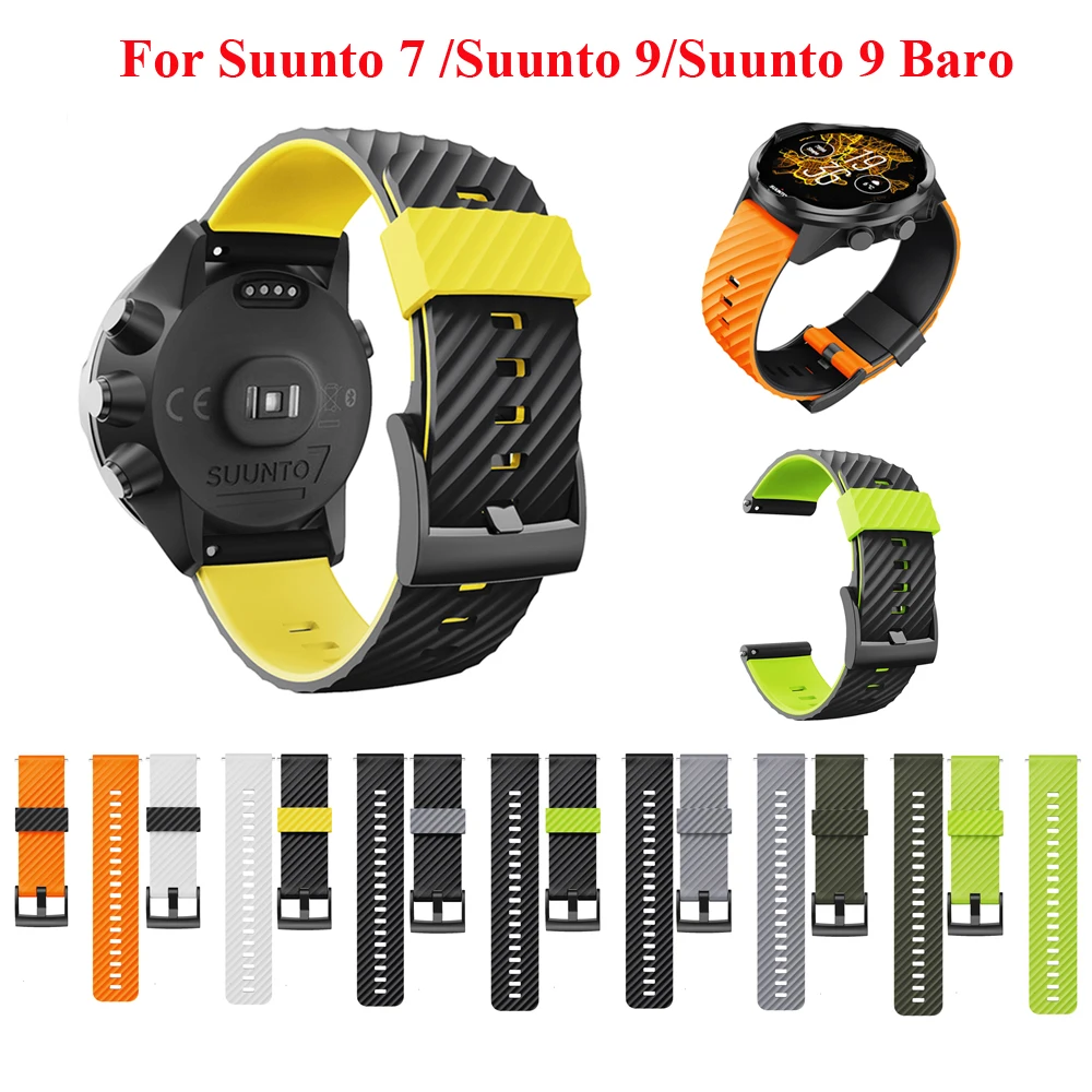 24mm Silicone Rubber Watch Strap For Suunto 9 / Baro Watch Band Suunto 7 Watchband Spartan Watch Band HR Bracelet D5 Watch