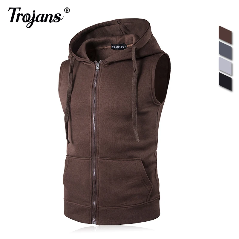 Мужская толстовка без рукавов худи новая одежда майка с капюшоном спортивный топ