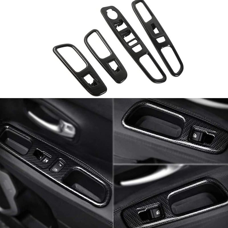 

Car Window Lift Switch Frame (4 Pieces) (Carbon Pattern) for Jeep and Renegade 2015-2018