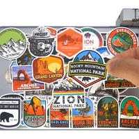 50pcs retro national nature park travel explore hike outdoor adventure phone laptop pad case guitar skateboard bike car stickers