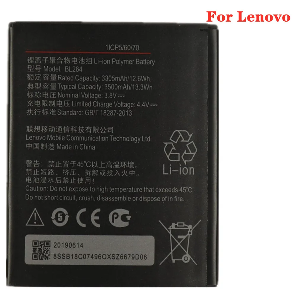 

Аккумулятор BL264 для Lenovo Vibe C2 Power k10a40 3500 мАч, высококачественные сменные батареи для телефона