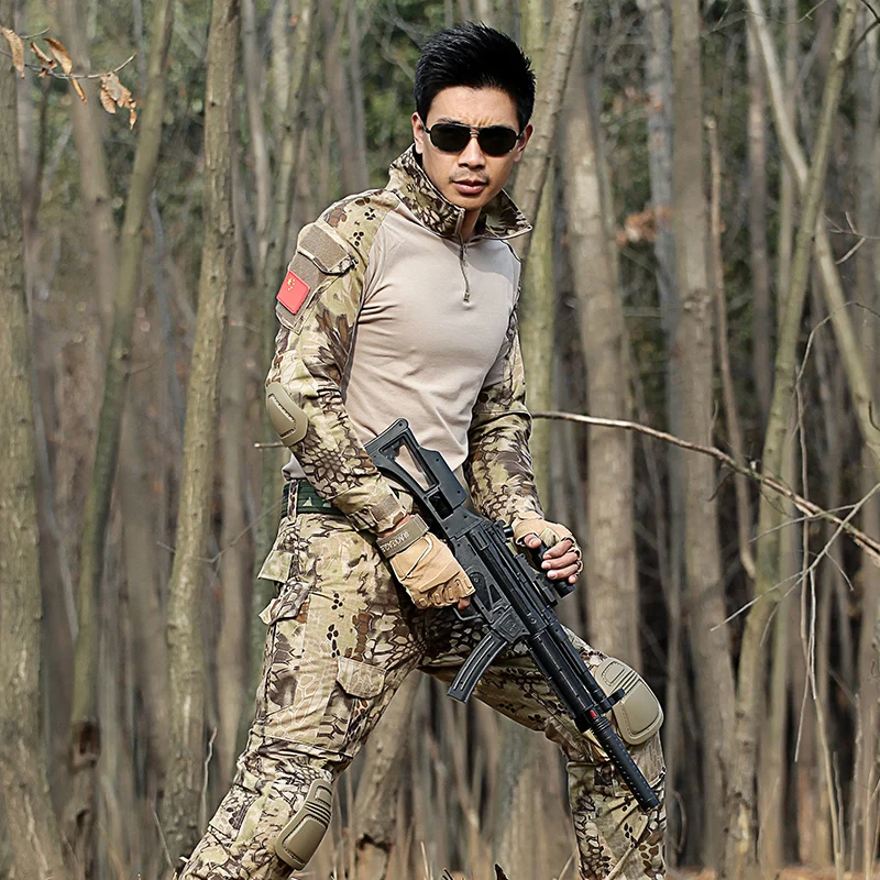 

Military Uniform Camouflage Shirts Cargo Pants Knee Elbow Pads Outdoor Airsoft Paintball Tactical Ghillie Suit Hunting Clothes