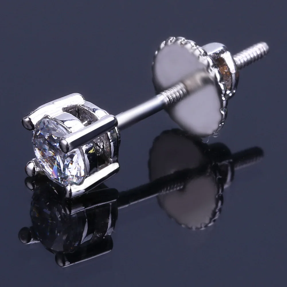 Хип хоп Iced Out Bling 4 мм 6 лаборатория D серьги гвоздики с закручивающаяся задняя