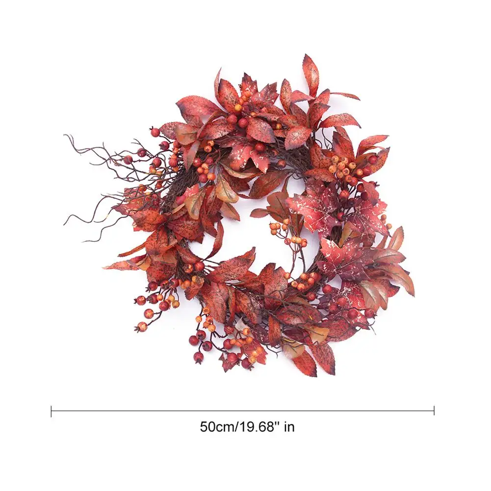 Осенний кленовый лист ягодный венок Хэллоуин День благодарения домашний декор
