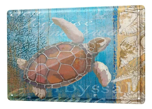 

Tin Sign Ravtive Vet Practice Sea Turtle Coffee Bar Decoration