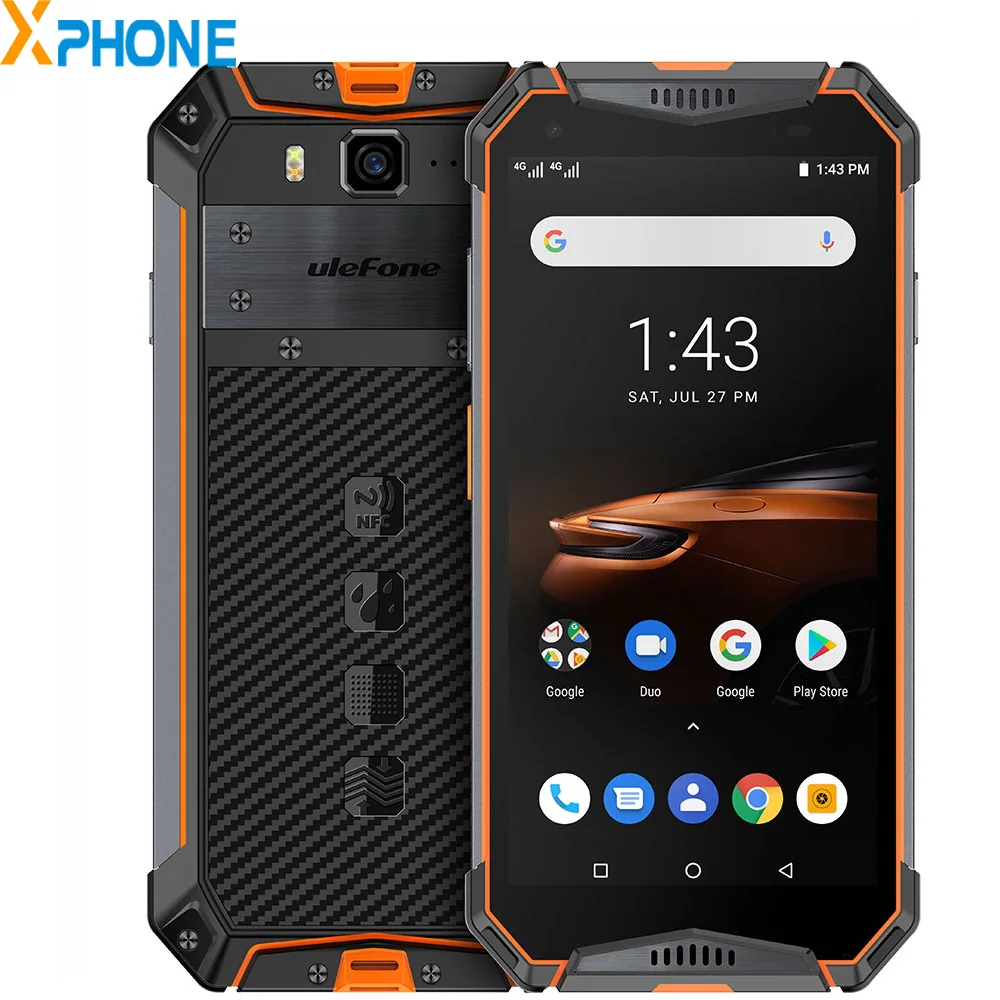 Ulefone power 3 Вт прочный телефон Dual Core 4G 6 ГБ + 64 Гб IP69K Водонепроницаемый Face ID 10300 мАч 5 7