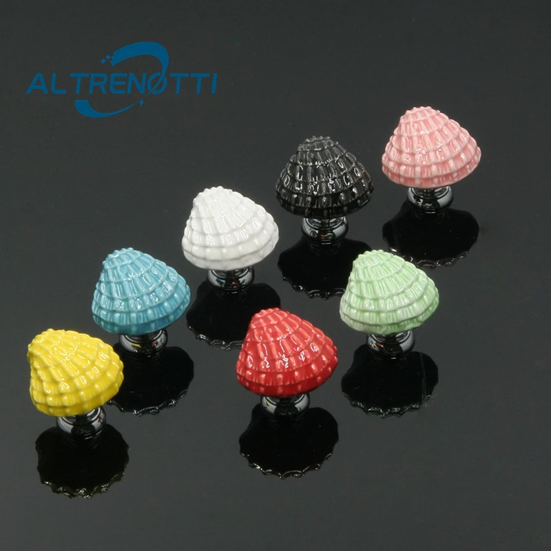 

Ceramic Furniture Wardrobe Handle Shell Shape Colorful Rural Door Pull Kid Room Cabinet Drawer Kitchen Cupboard Knob Hardware