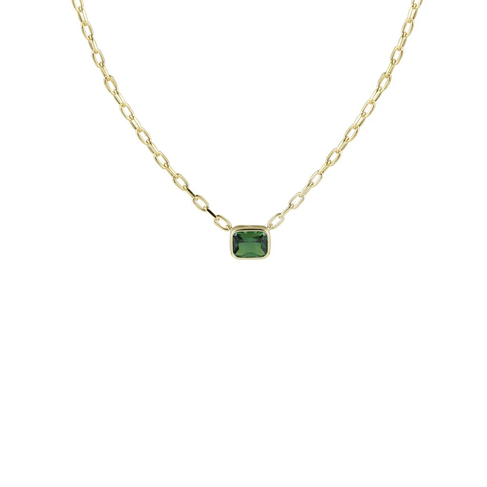 

VG 6 YM The Green Emerald Reda Link Necklace Fashion Diamond-Studded Ladies Alloy Necklace Jewellery