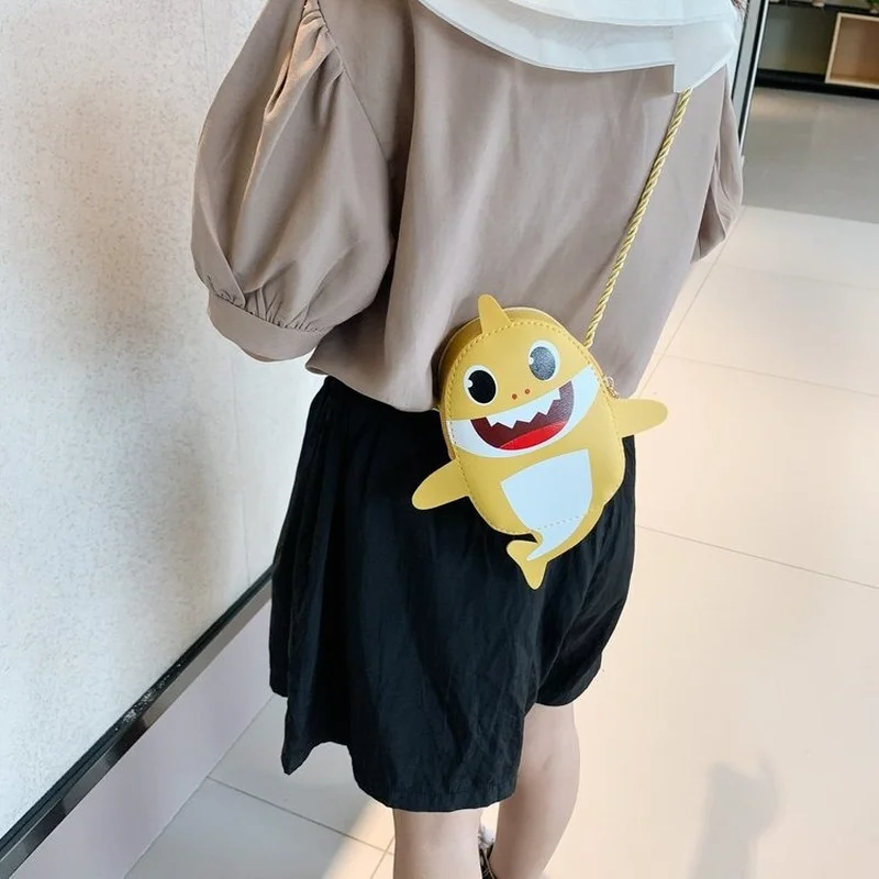 

Kids Kawaii Backpack Cute Cartoon Shark Pattern Bag PU Leather Coin Purse For Children Boys Girls Gift Zipper Closure