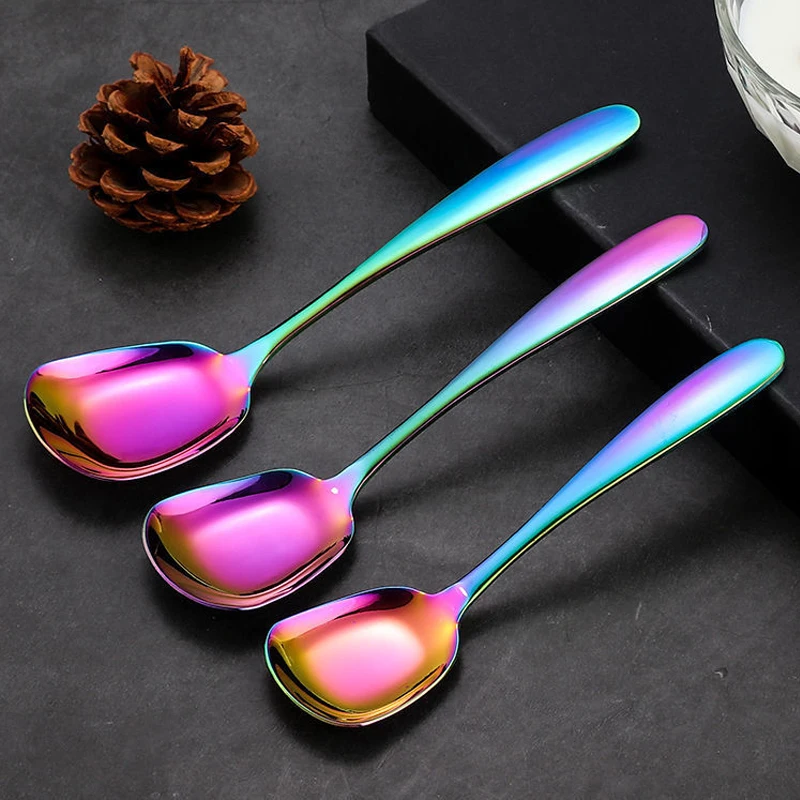 

Stainless Steel Coffee Spoon For Tea Kitchen Gadget And Accessories Silver Gold Color Dessert Spoon Christmas Gift Soup Spoons c