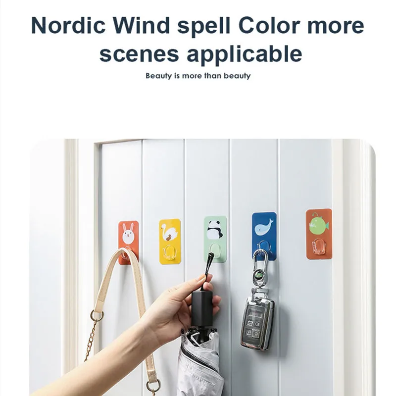 

Cute Creative Door Hook Hanger Self Adhesive Wall Hanger Hat Racks Key Hanger Wall Organizer Household Decoration Key Holder