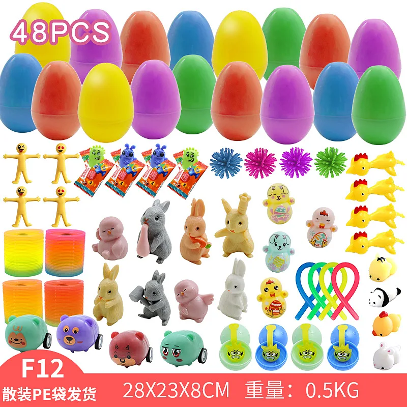 

48PCS Advent Calendar 2021 Easter Toy For Kid Countdown Calendar 24 Days Fidget Toys Push Bubbles Toy Pack Gift Box Rabbit Eggs