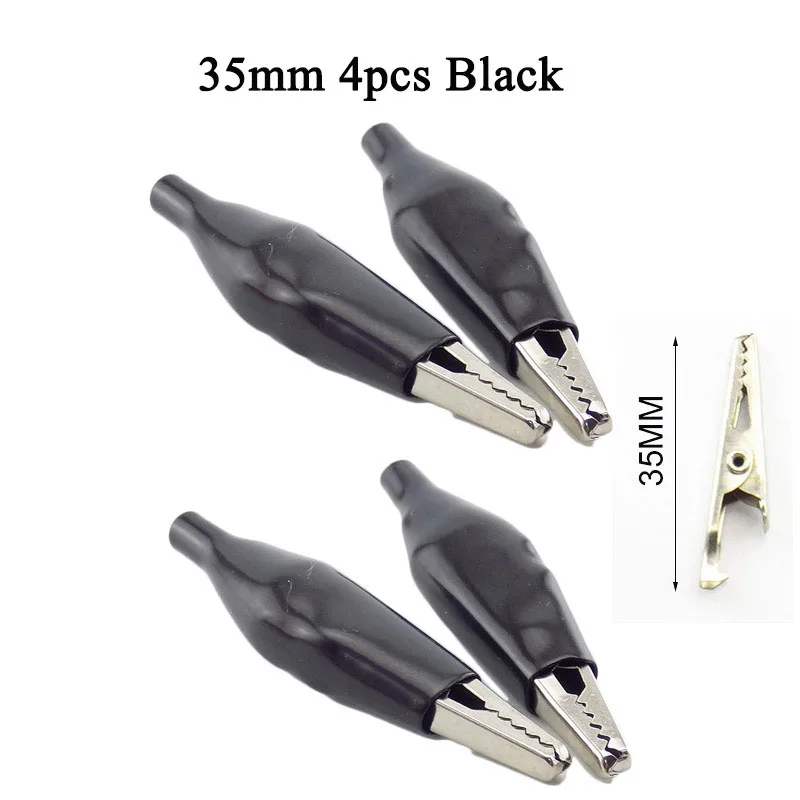 35mm 4pcs Black Электрический зажим-крокодил испытательный кабель металлический измерительный прибор зажим измерительный щуп Крокодил черный красный чехол мото велосипед DIY 28 мм/35 мм/45 мм - Цвет: 35mm 4pcs Black