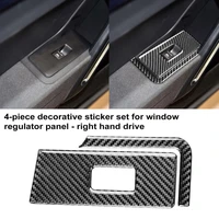 carbon fiber 4pcs exquisite interior door window switch frame sticker waterproof panel trim cover protective
