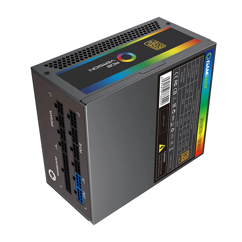 GameMax RGB-850 Rainbow Power Supply 850W RGB Fully Modular 80 Plus Gold Certified with Addressable Light Vairous Color Mode | Компьютеры