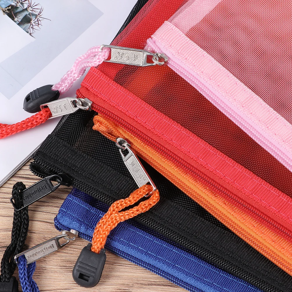 

5pcs Zipper Mesh Pouch Transparent Pencil Pen Bag Multipurpose Travel Bags for Office Supplies Cosmetics Travel Accessories