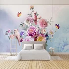 Настенная бумага с ручной росписью в стиле ретро, цветок, птица, попугай, фрески для гостиной, дивана, фона для телевизора, 3D фото, настенная бумага в рулонах