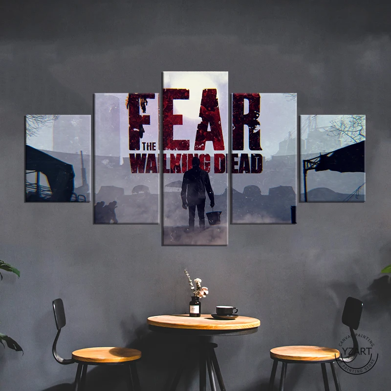 

5pcs Fear the Walking Dead TV Poster Artwork Canvas Wall Art Painting for Living Room Wall Decor-NO Frame