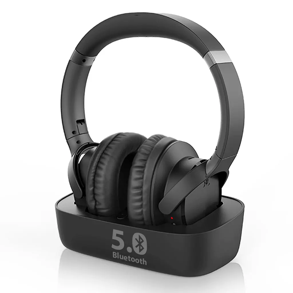 Avantree Ensemble Bluetooth 5.0 Wireless Headphones for TV Watching w/Bluetooth Transmitter & Charging Dock 2 in 1