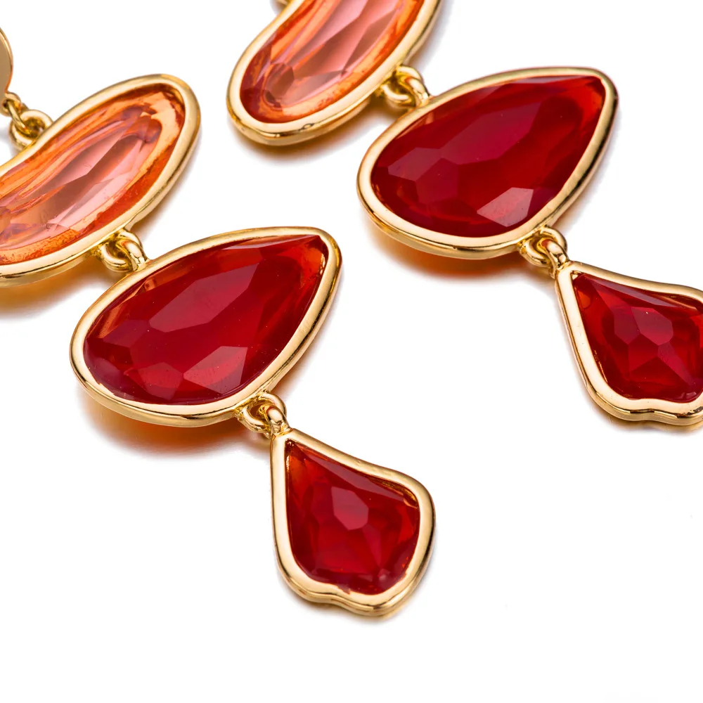 Модные геометрические длинные серьги из смолы для женщин красного и синего цвета