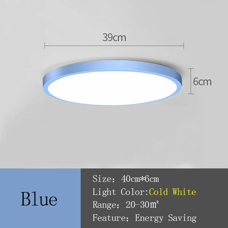 Blue Cover 39cm Современный светодиодный потолочный светильник, AC165-265V потолочный светильник, круглый подвесной светильник для гостиной, светильник для дома - Цвет корпуса: Blue Cover 39cm