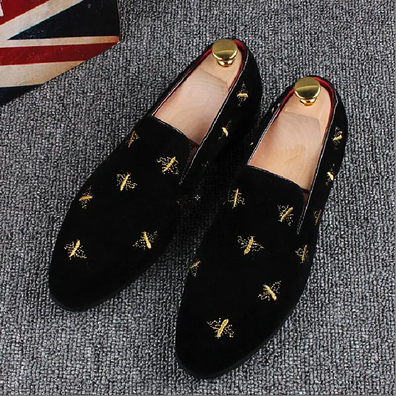 Shoes Men Velvet Loafers Embroidered Luxurious Dress Casual Handmade Breathable | Обувь