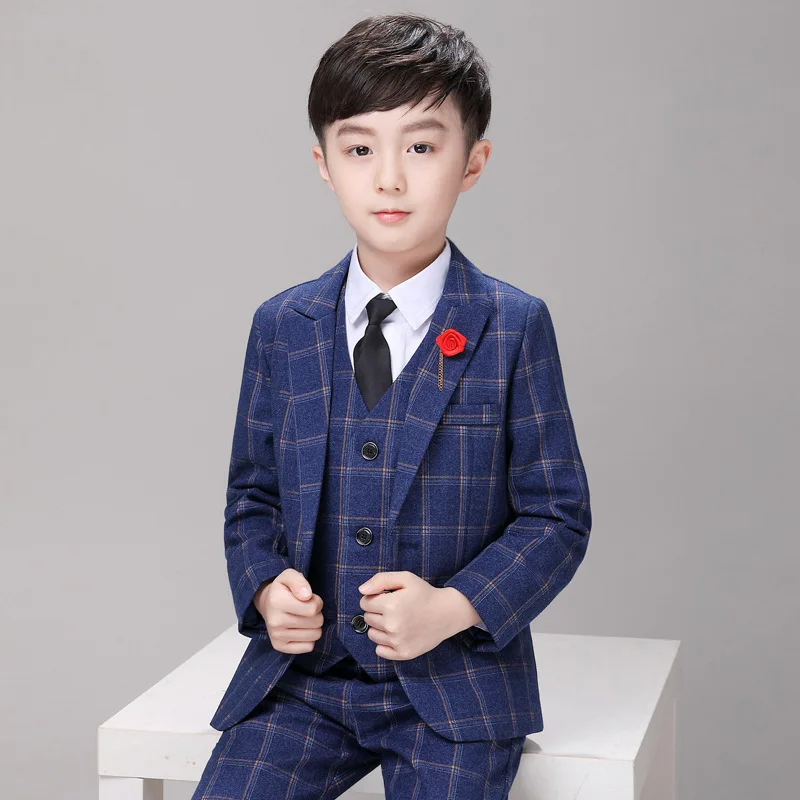 

Flower Boys Jacket Vest Pants Bowtie 4pcs Formal Wedding Suit Kids Birthday Party Dress Child Tuxedo Prom Performance Costume