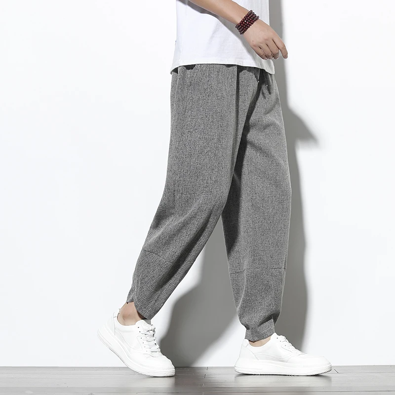

Streetwear Men Korean Style Summer Casual Pants Mens 2021 Cotton Linen Loose Trousers Male Oversize Toursers Pants Dropshipping