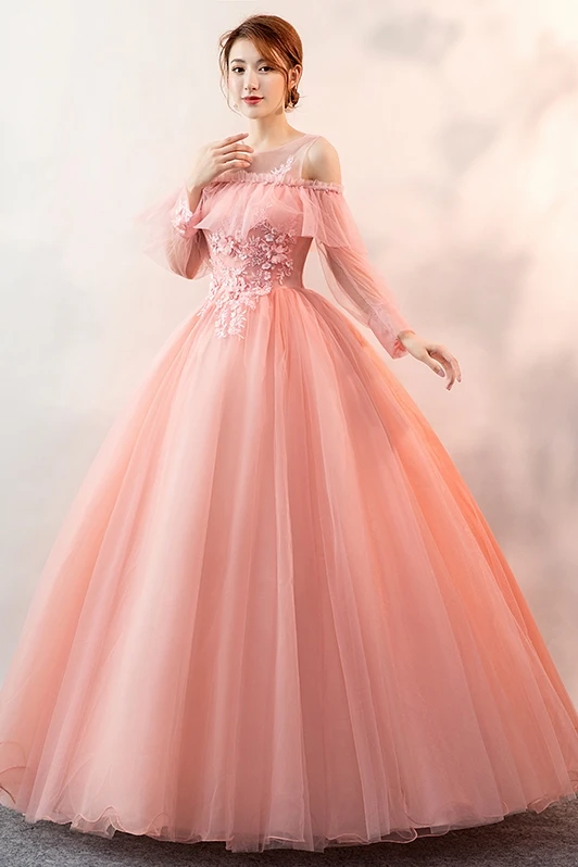 

Quinceanera Dresses 2020 Gryffon Party Prom Formal Dress Full Sleeve Luxury Lace Ball Gown Off The Shoulder Vintage Vestidos