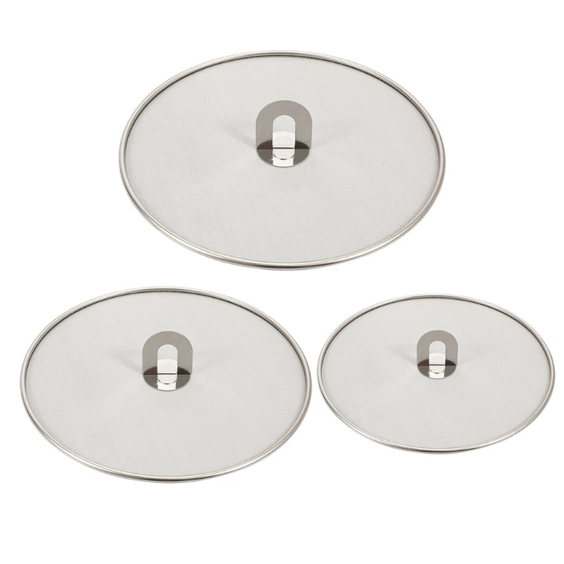 

3 Pcs Frying Oil Spatter Net Cover Cooking Spatter Guard for Pans Kitchens Frying Pans Oil Proofing Lid Stainless Steel