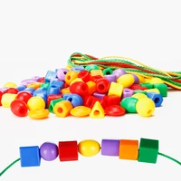 50pcs beads toys geometric figurebeads stringing threading beads game education toy for baby kids children crafts beads toy