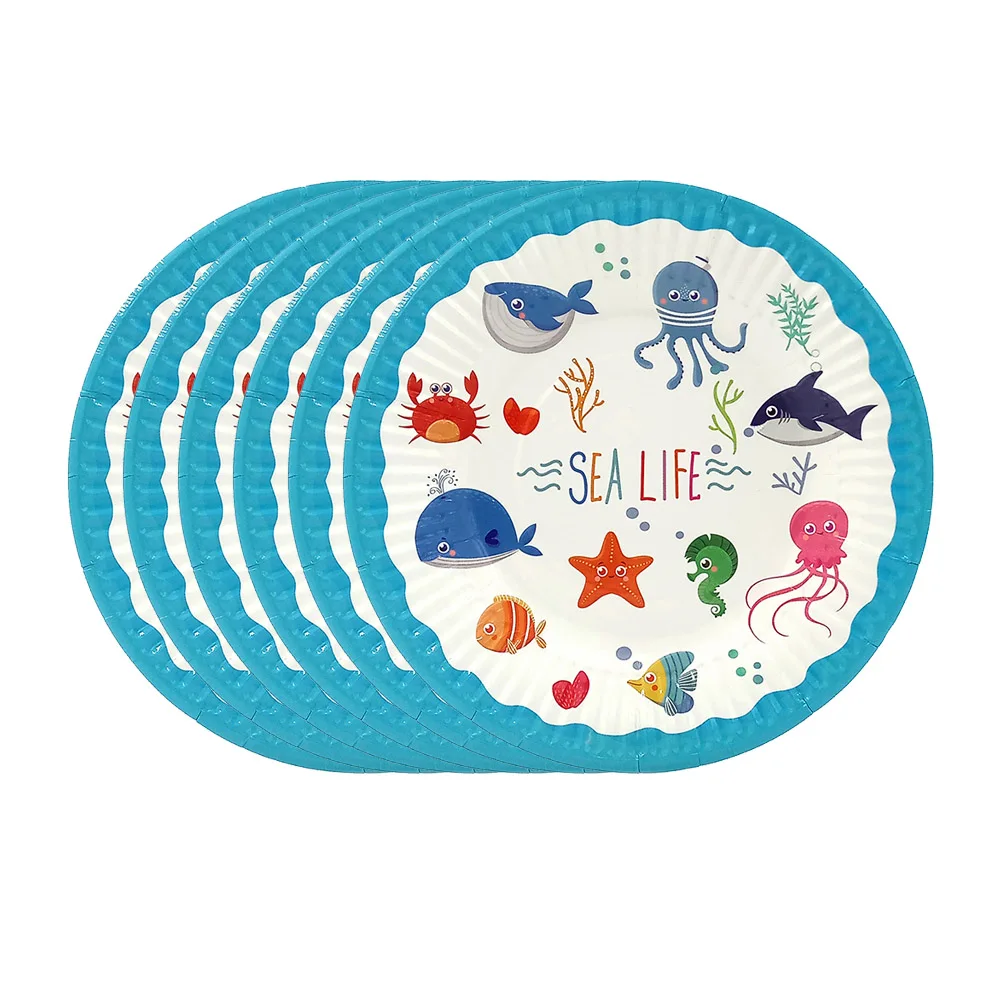 6 шт десертные тарелки с пищевую пленку для детей Морская жизнь морских животных