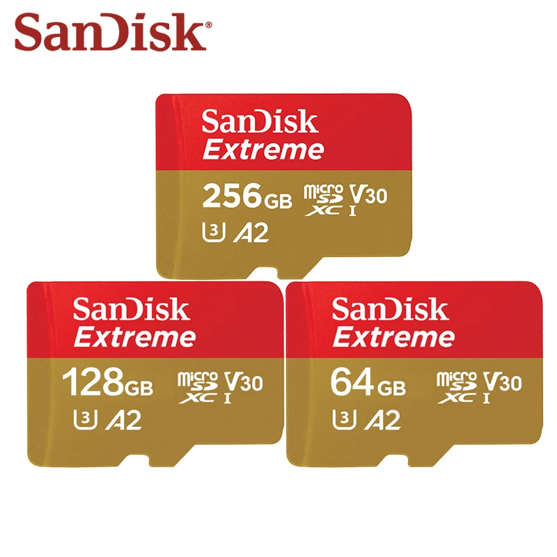 Original SanDisk Extreme Micro SD Card 64GB 128GB 256GB A2 MicroSDXC Flash Memory Storage Card up to 160MB/s TF / Micro SD Card