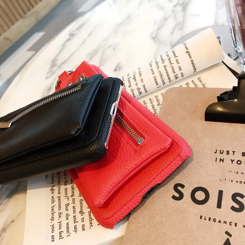 Чехол для iPhone 11 Pro Max роскошный кожаный кошелек на молнии Сумочка с подставкой