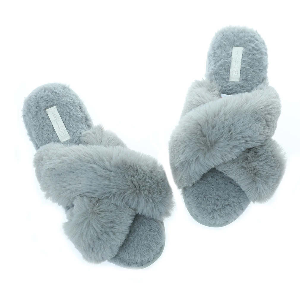 Женские мягкие плюшевые флисовые шлепанцы Kathyland с перекрестными ремешками