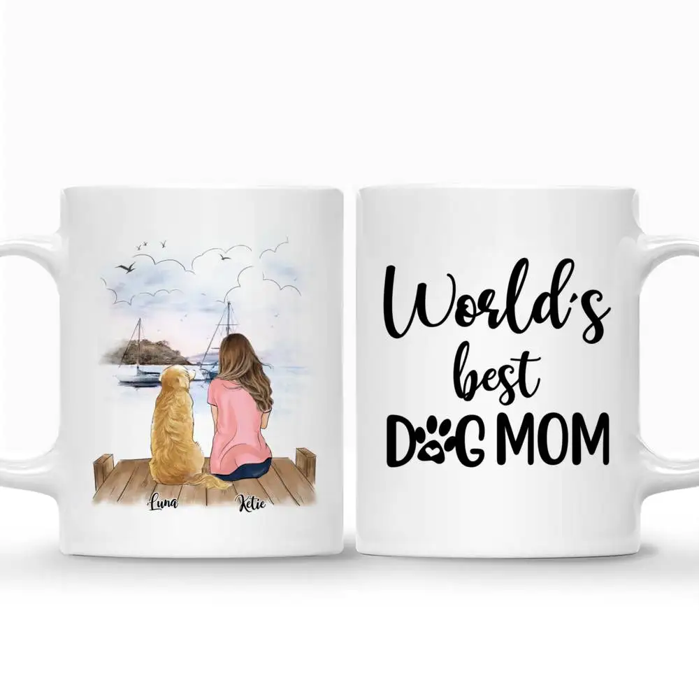 

Personalized Mug Girl and Dogs World's Best Mom Dog Lovers Coffee Cups Gift for Family 11oz/15oz RR2016