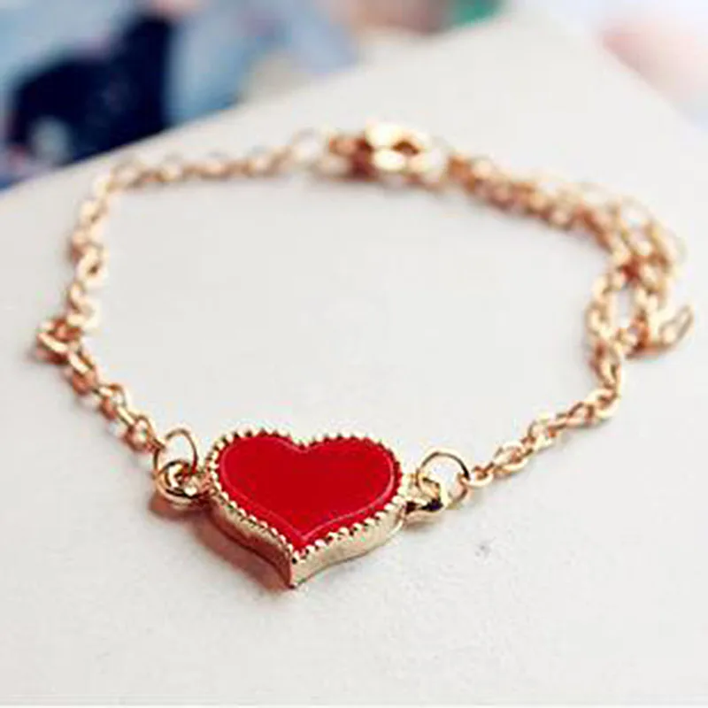 

Heart-shaped Bracelet Jewelry INS Fashion Lucky Heart Charms Pendant Chain Bracelet Jewelry For Women Girls Bracelets Gift