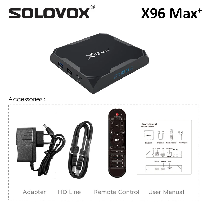 ТВ-приставка SOLOVOX X96 Max Plus Android 9 2 ГБ 16 доставка в Европу | Электроника
