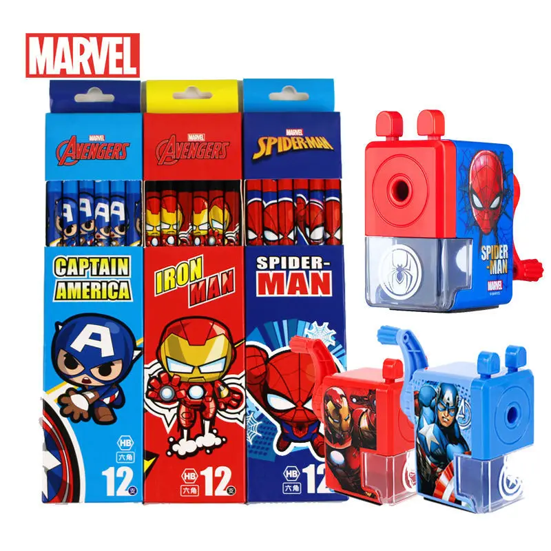 

Disney Marvel Captain America pencil hb student boxed pencil with eraser American team Spiderman steel non-toxic kindergarten