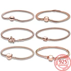 Браслет-змейка женский из серебра 925 пробы, розовое золото