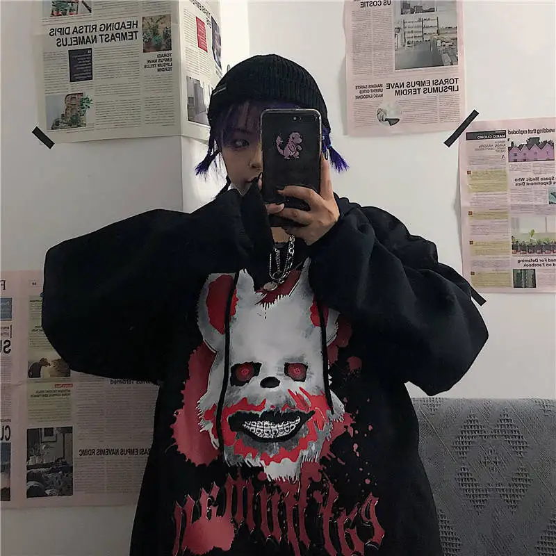 Толстовка Женская с длинным рукавом Японская уличная одежда крутая кофта в стиле