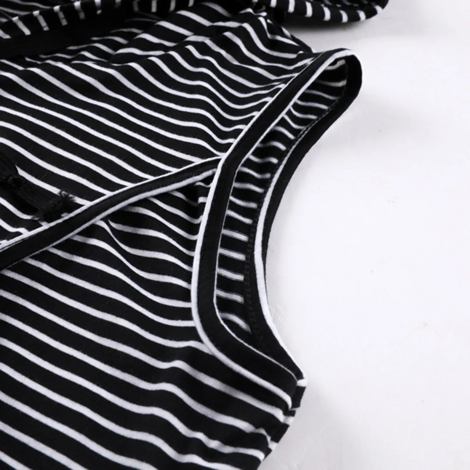 

Summer Maternity Casual Women's Dresses Sleeveless Striped Print Hooded Pocket Breastfeeding Dress Clothes For Pregnant Women