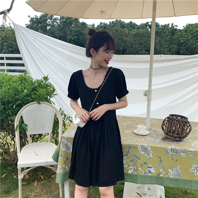 Винтажное платье принцессы Ins с коротким рукавом женские милые платья в стиле