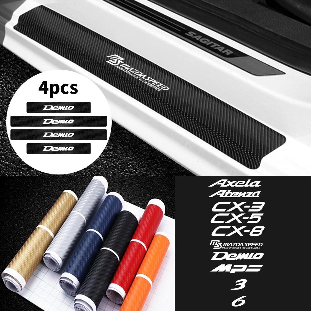 Автомобильные аксессуары 4 шт. защитные наклейки из углеродного волокна на порог