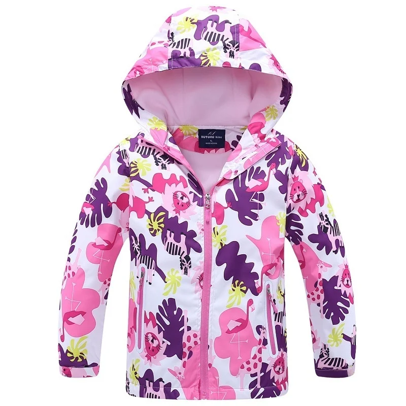 Kids Clothes for Girls Printed Coat Autumn Winter Children Fashion Waterproof Hooded Zipper Warm Windbreaker | Детская одежда и