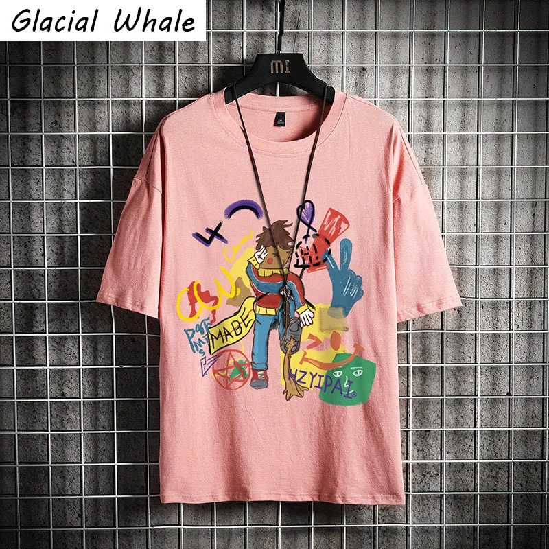 

GlacialWhale Мужская футболка для мужчин 2021 летние топы в стиле хип-хоп с принтом Футболки мужской уличный стиль Харадзюку негабаритных Повседне...