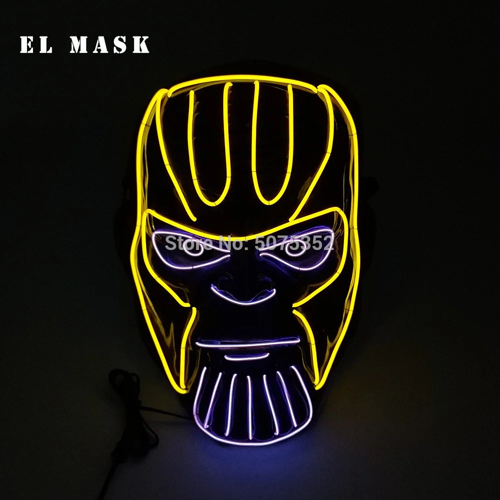 Design-T Маска для косплея Рик и Морти EL маска супер герой Черная пантера светодиодная маска для маскарада Рождество Хэллоуин - Цвет: Design-T
