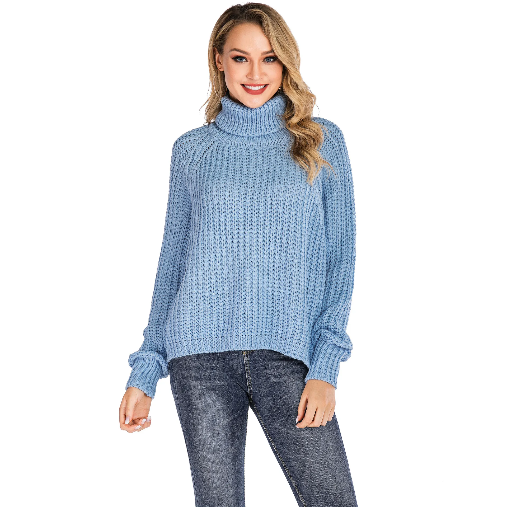 WIXRA Women Sweaters and Pullovers Turtleneck Long Sleeve Casual Thick Sweater Loose Knitted Jumpers 2019 Autumn Winter | Женская одежда