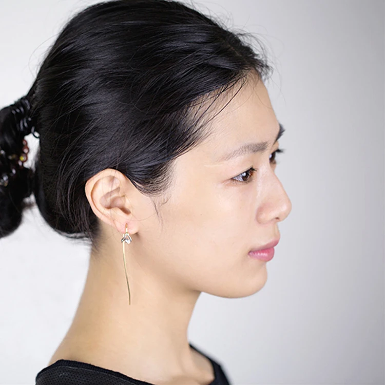 Женские длинные серьги с цветами магнолии из стерлингового серебра 925 пробы